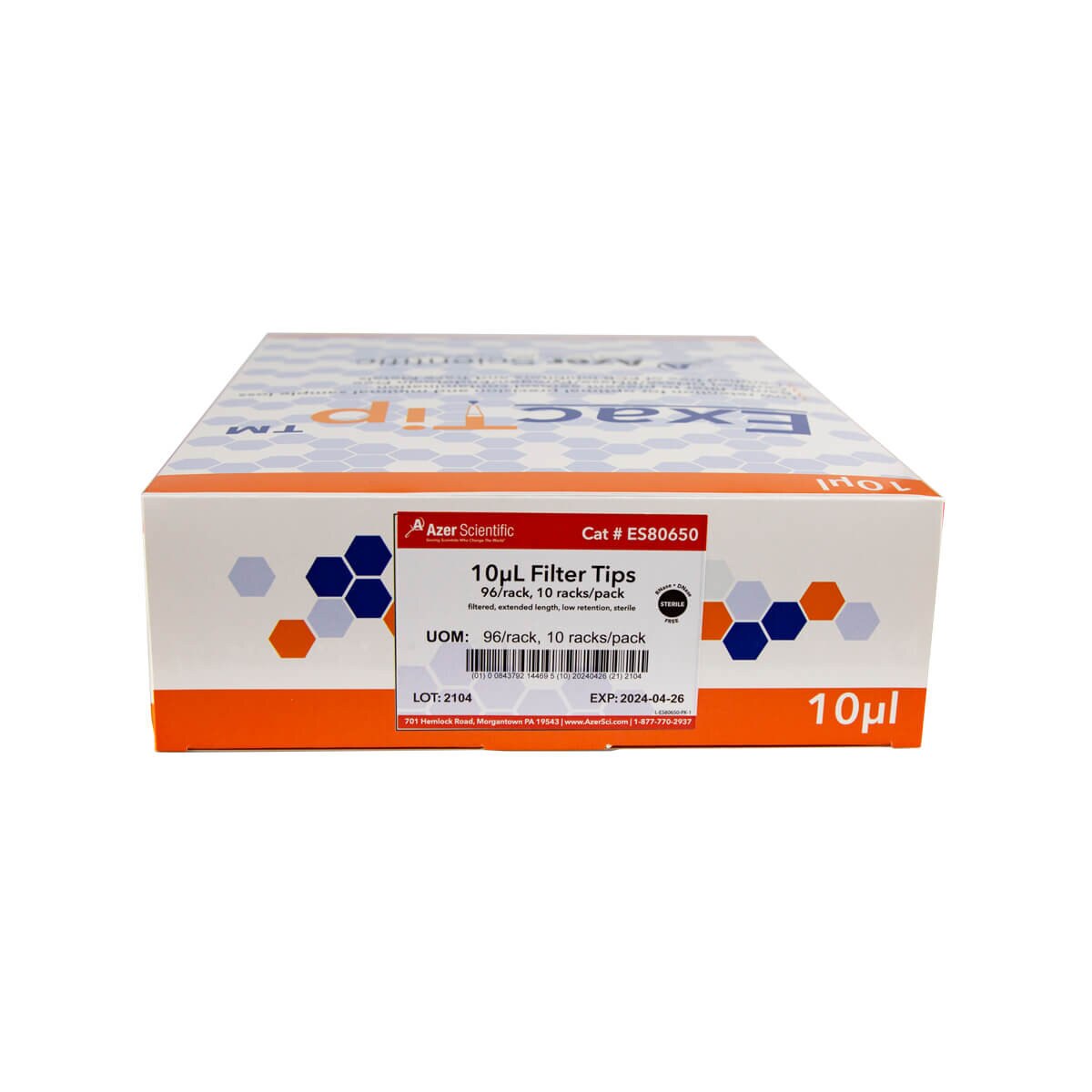 Pipet tips, 0.1 - 10ul, box